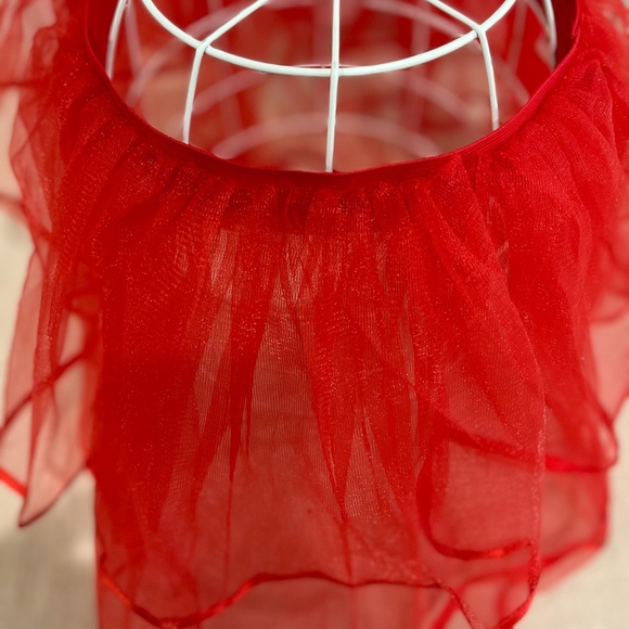 NWT Claire’s Cherry Red Tule Mini Skirt with Ribbon Hemlines - Picture 6 of 13